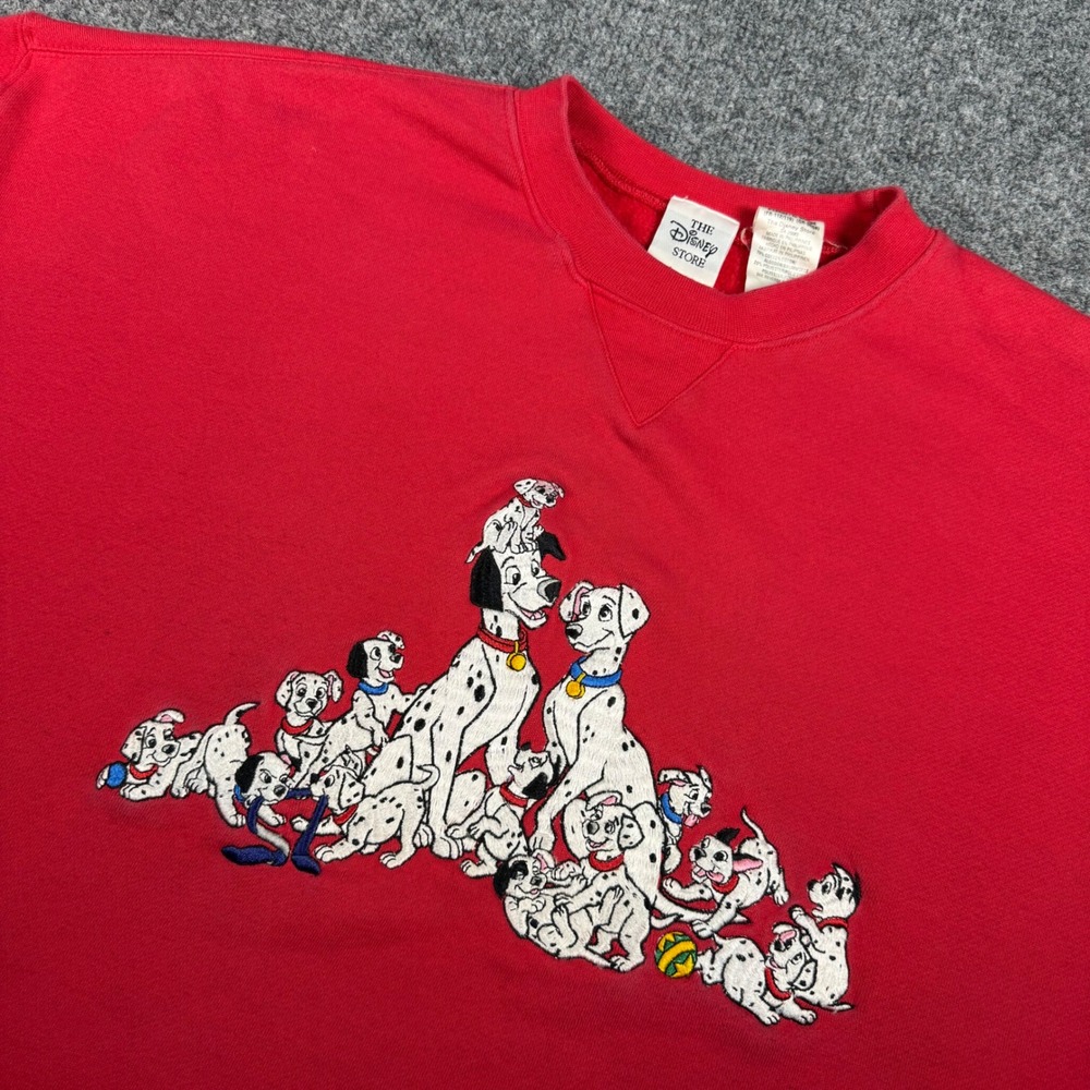 Vintage Disney Store 101 Dalmatians Embroidered Red Sweatshirt XL 90s Crewneck